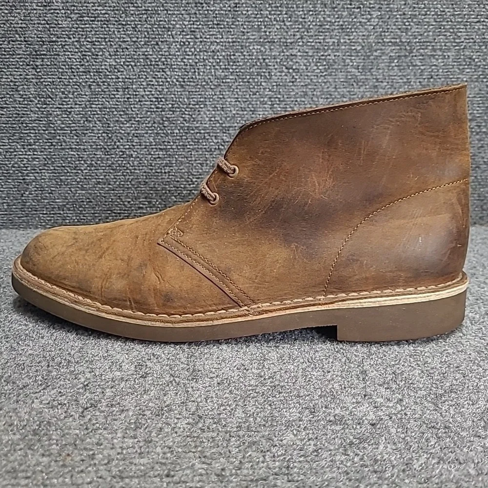 Clarks Brown Leather Desert Beeswax Chukka Ankle Boot Men's sz 13‎